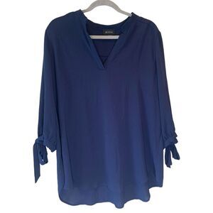 Misia Womens Plus Size 2X Blouse Blue